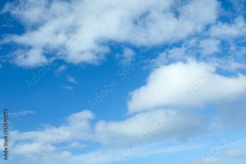 Picturesque view of beautiful blue sky with fluffy white clouds