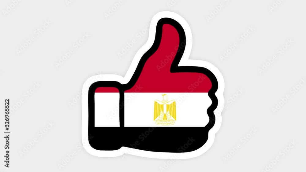 . Drawing, animation is in form of like, heart, chat, thumb up with the image of Egypt flag . White background . Drawing, animation is in form of like, heart, chat, thumb up with the image of Egypt flag . White background