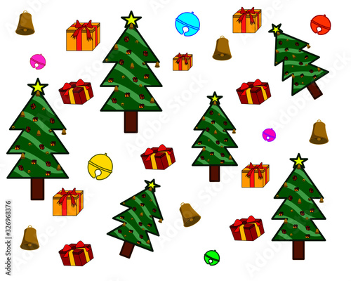 Christmas tree and gifts vector icon. Congratulatory decoration for new year and Xmas for holiday card, booklet, brochure and website. Flat cartoon illustration isolated. © hinoi