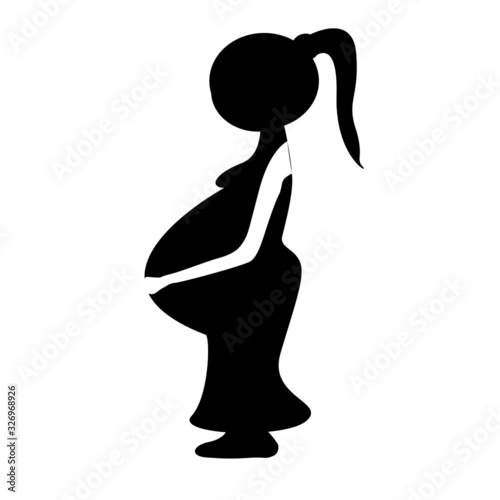 Pregnant women, family care concept, outline cartoon vector illustration.  cartoon vector  pregnant woman  color black white.