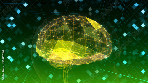 AI artificial intelligence digital network computer technology 3D illustration.