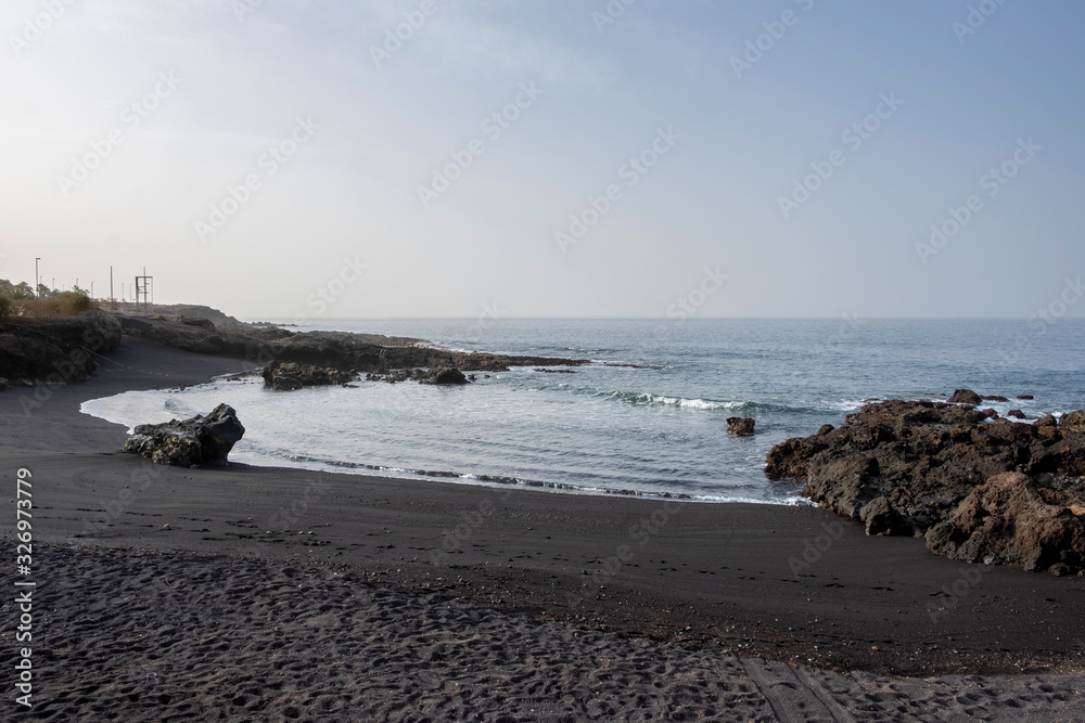 Black sand volcanic beach Alcala, Tenerife, Spain Black sand volcanic beach Alcala, Tenerife, Spain