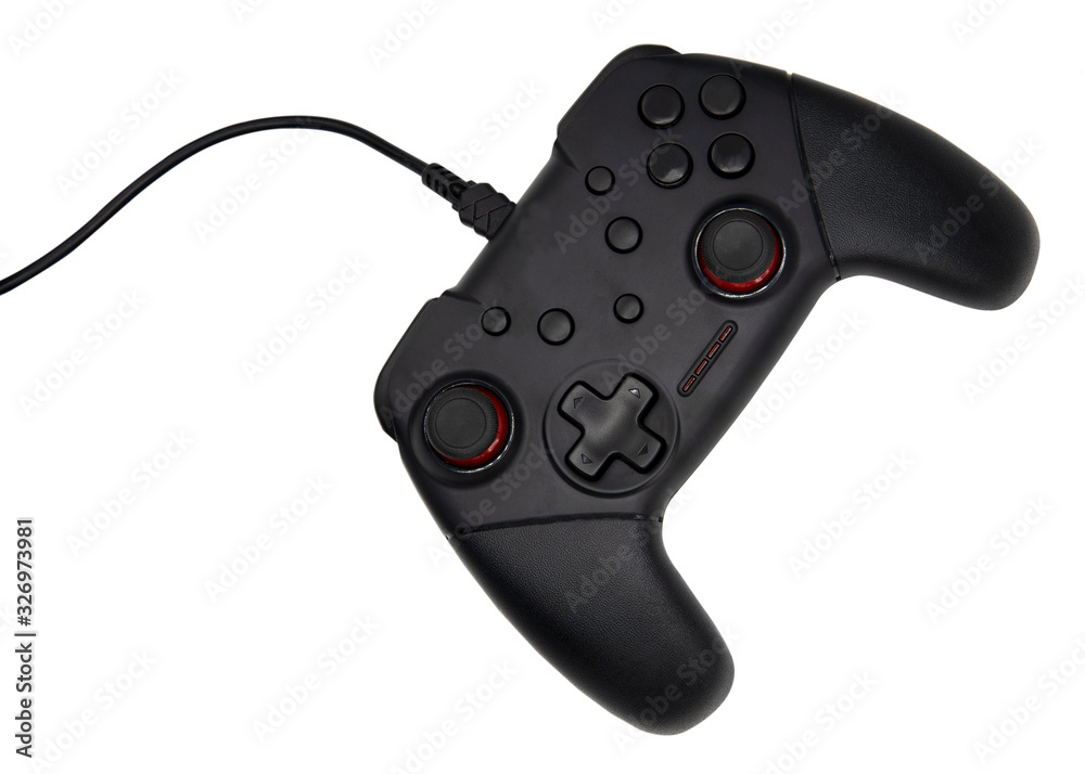 black joystick isolated on white background with clipping path black joystick isolated on white background with clipping path