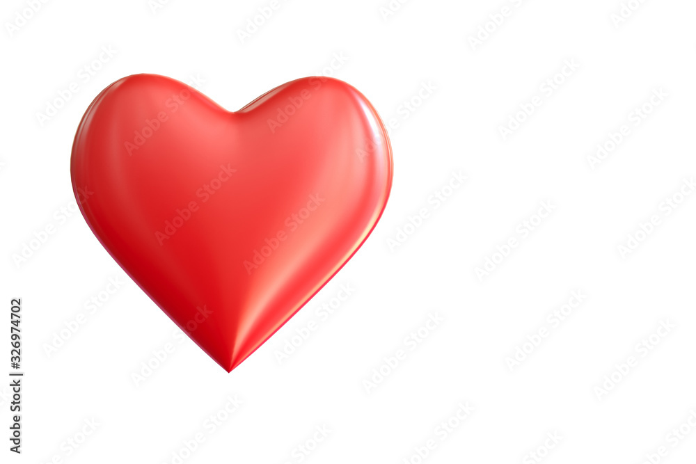 3d image. red volumetric heart as a symbol of love on a white background