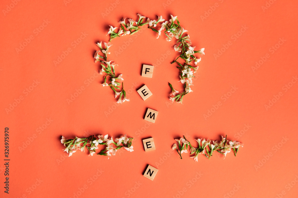Femen on wooden alphabet, symbolizing woman gender and equality Femen on wooden alphabet, symbolizing woman gender and equality