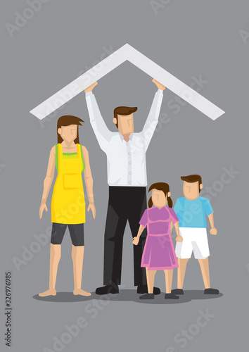Man As Breadwinner for Family Cartoon Vector Illustration