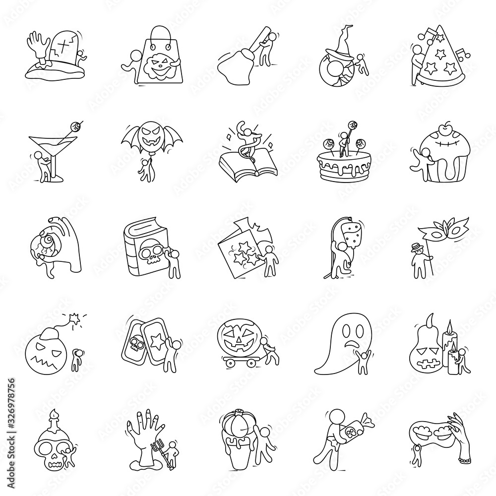  Halloween Celebration Doodle Vectors Pack 