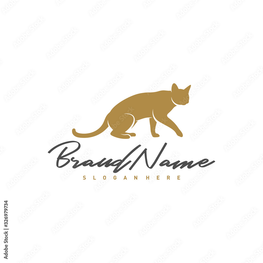 Fotografie Cat logo vector design template, Silhouette Cat logo, Illustration