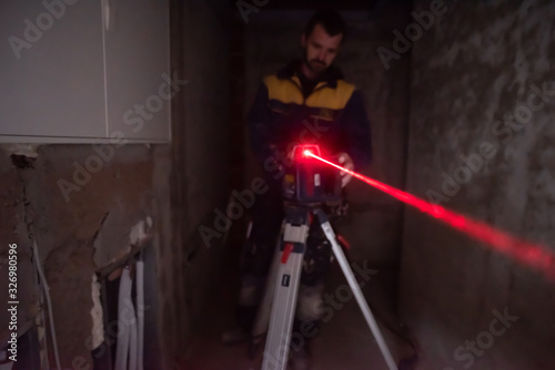 Laser equipment at a construction site