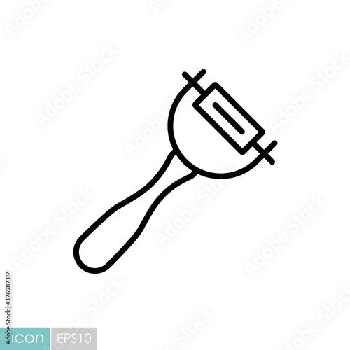 Peeler vector icon. Potato peeler sign