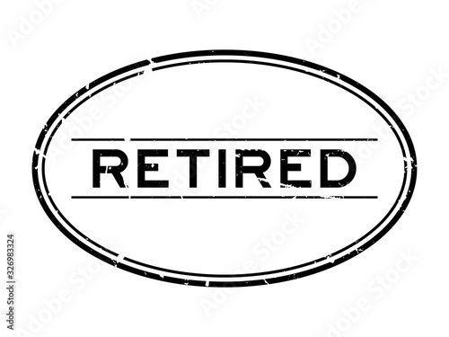 Grunge black retired word oval rubber seal stamp on white background
