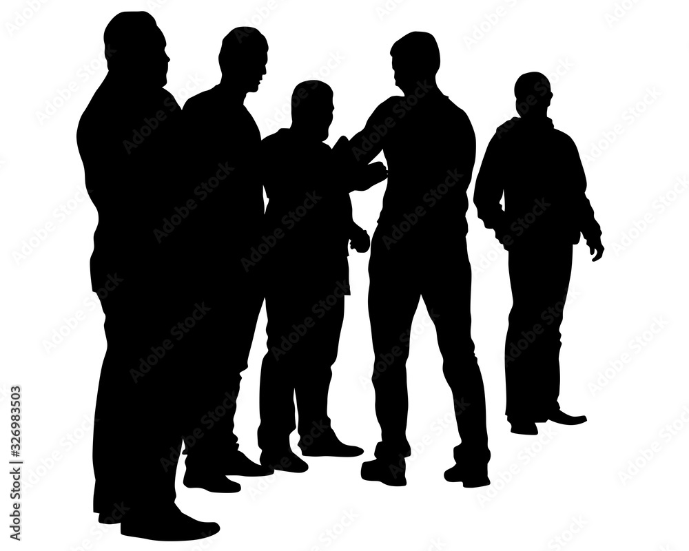 Big crowds people on street. Isolated silhouette on a white background Big crowds people on street. Isolated silhouette on a white background