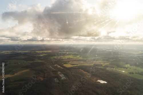 Estonia before sunset. View from the plane.