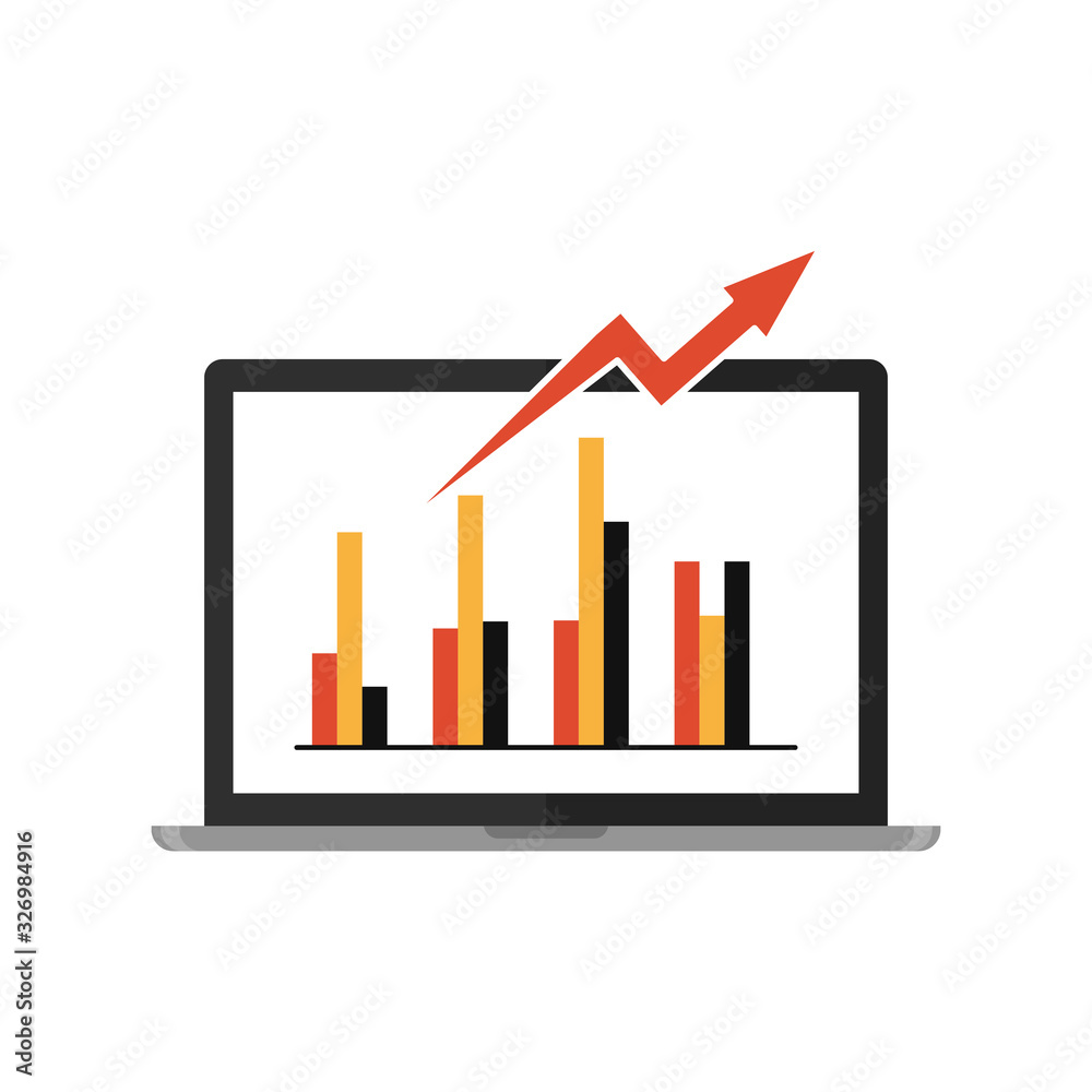 Concept of financial growth. Flat style illustration. Isolated on white background. 