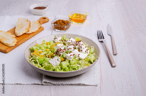 Vegetable salad with feta cheese