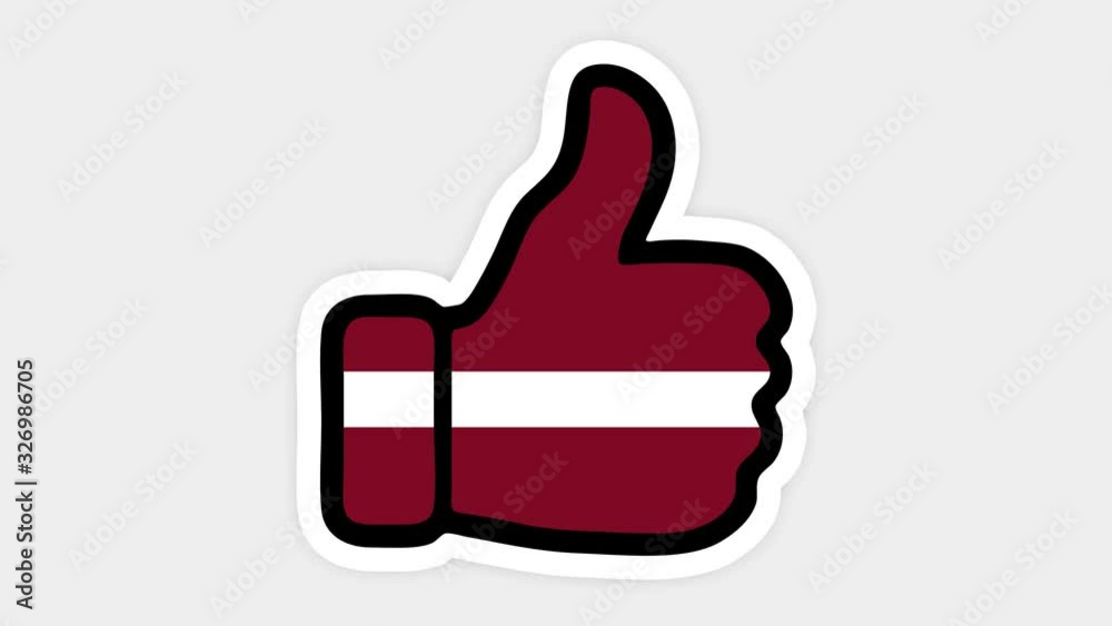 . Drawing, animation is in form of like, heart, chat, thumb up with the image of Latvia flag . White background . Drawing, animation is in form of like, heart, chat, thumb up with the image of Latvia flag . White background