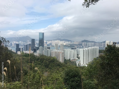 Hong Kong Island East harbour view from mountain