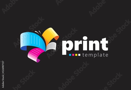 Colored logo print abstract butterfly colorful flyer paper black background