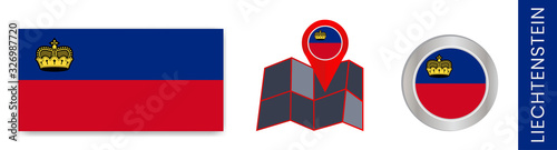 Free Download The collection of Liechtenstein's national flags is isolated in official colors and Liechtenstein map icons with country flags. - GFXLoad
