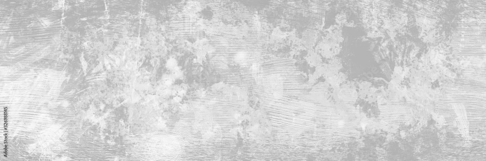 Panoramic white background with gray vintage marbled texture