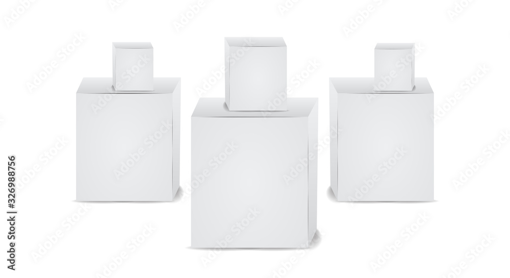 Realistic white empty cardboard package box template. Cardboard boxes with shadows for branding your products. Realistic white empty cardboard package box template. Cardboard boxes with shadows for branding your products.
