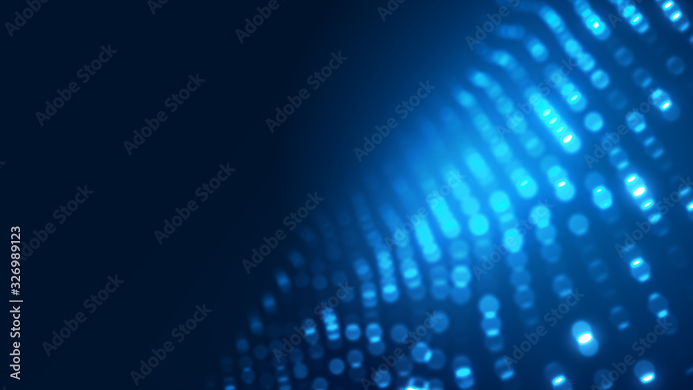 Dot blue wave light screen gradient texture background. Abstract ai technology big data digital background. 3d rendering.