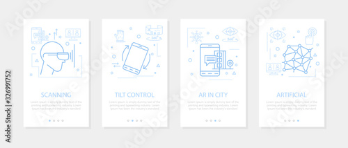 Vector four vertical mobile banners of virtual reality - 03