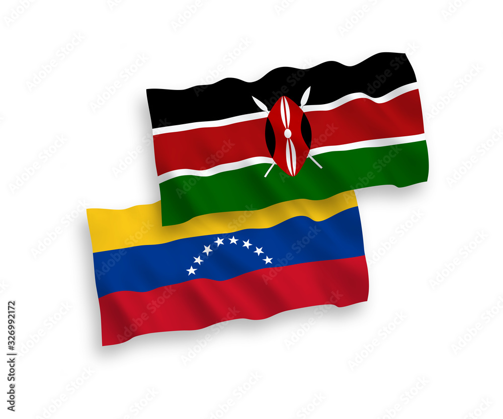 Flags of Venezuela and Kenya on a white background Flags of Venezuela and Kenya on a white background