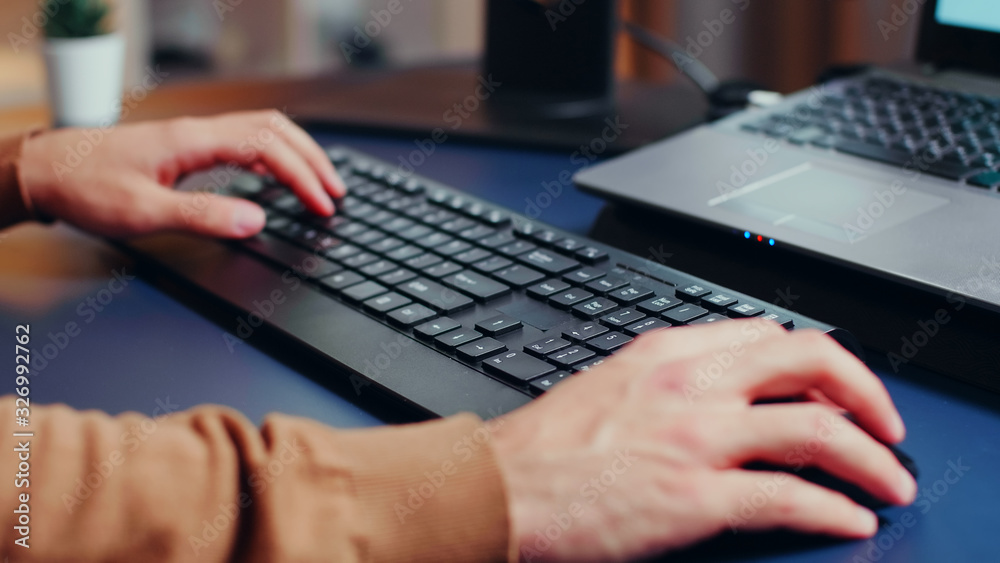 Close up of engineer hands typing on keyboard Close up of engineer hands typing on keyboard
