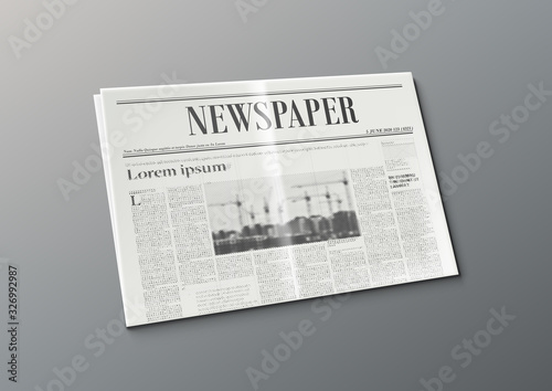 3D Business Newspaper On White Background Concept