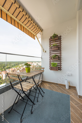 Carta da parati Small apartment interior terrace with a view