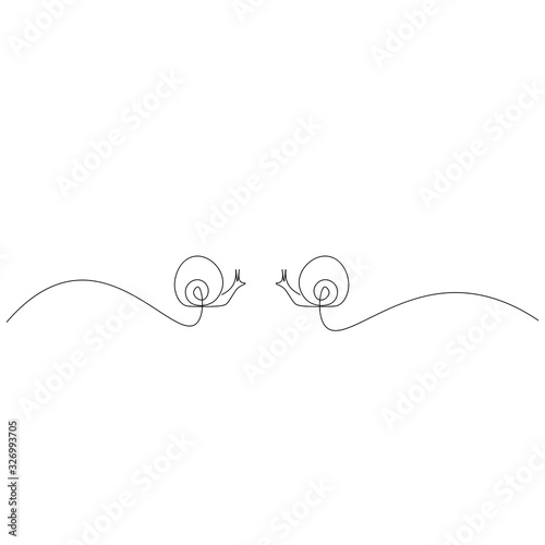 One line drawing snail animal. Print. Vector illustration.