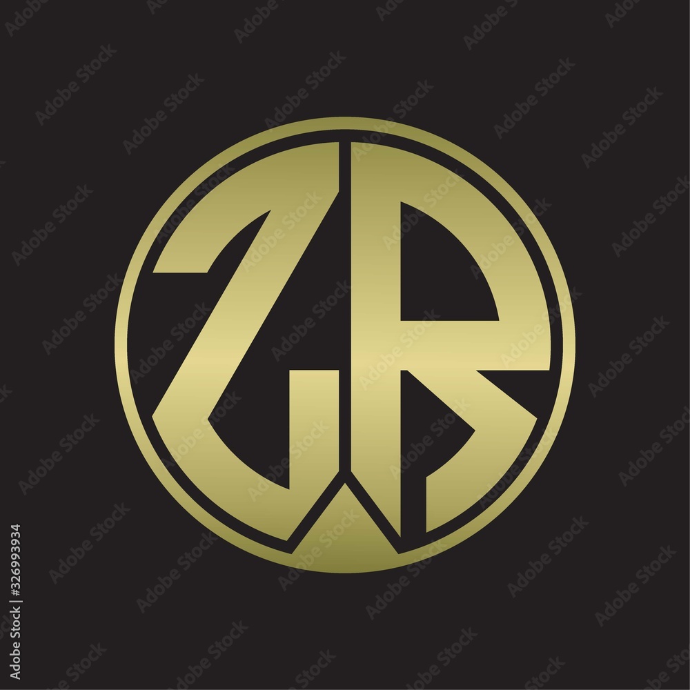 ZR Logo monogram circle with piece ribbon style on gold colors ZR Logo monogram circle with piece ribbon style on gold colors
