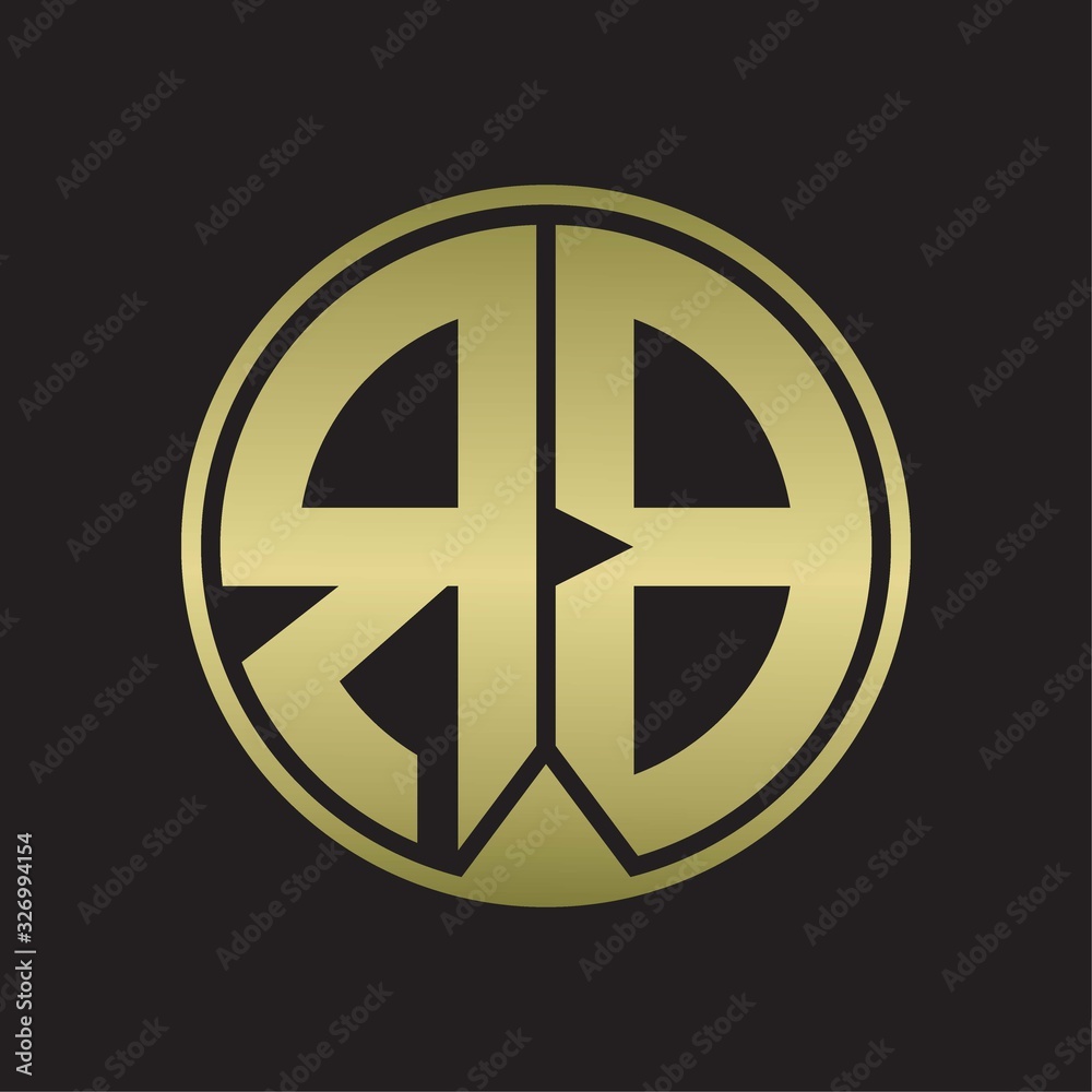 RB Logo monogram circle with piece ribbon style on gold colors RB Logo monogram circle with piece ribbon style on gold colors