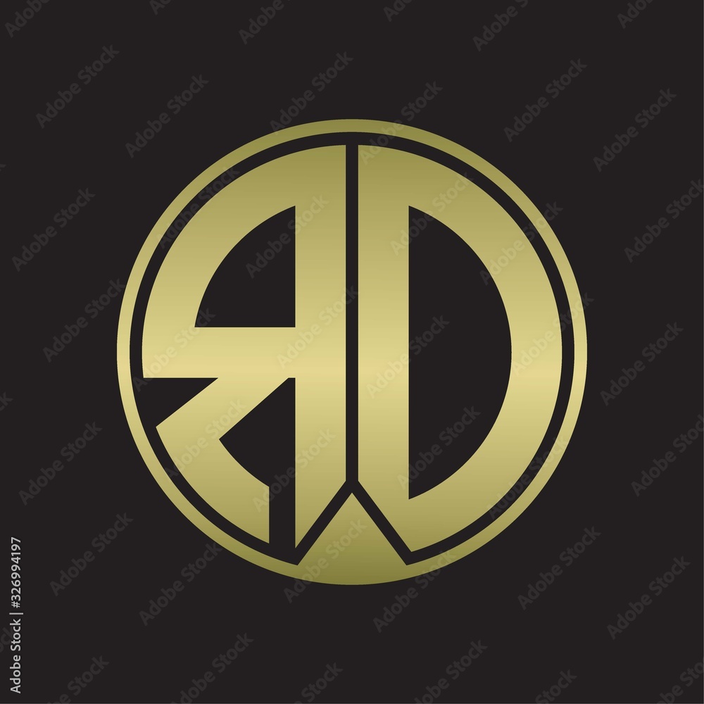 RD Logo monogram circle with piece ribbon style on gold colors RD Logo monogram circle with piece ribbon style on gold colors