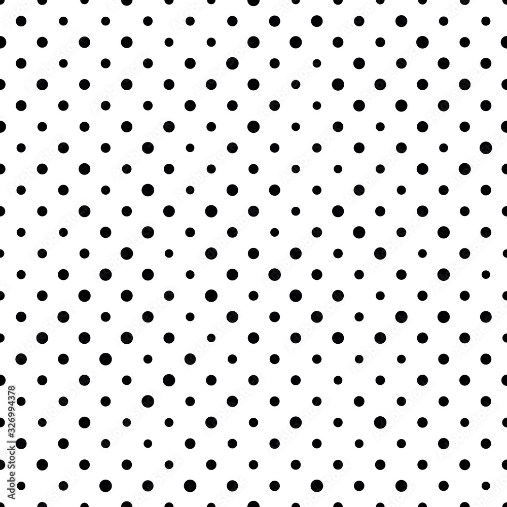 Seamless polka dot pattern. Black dots in random sizes on white background. Vector illustration Seamless polka dot pattern. Black dots in random sizes on white background. Vector illustration