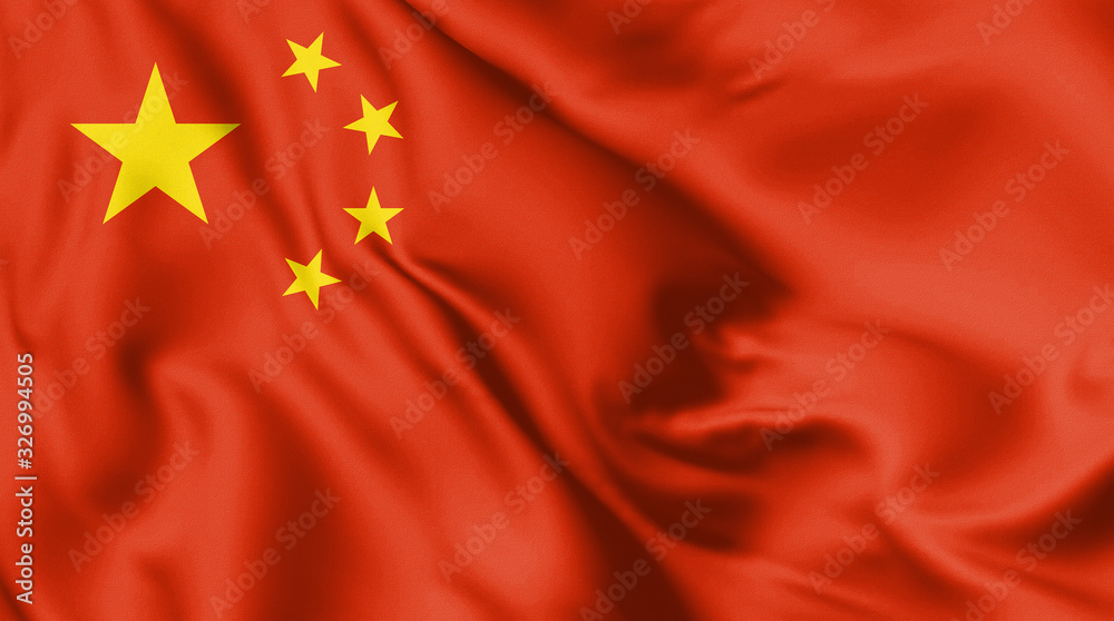 China flag blowing in the wind. Background silk texture. 3d illustration. China flag blowing in the wind. Background silk texture. 3d illustration.