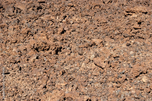 Rough volcanic soil at the foot of the Teide volcano. Nature texture of the lava surface.