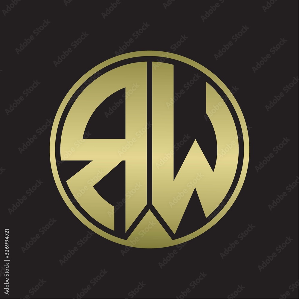 RW Logo monogram circle with piece ribbon style on gold colors RW Logo monogram circle with piece ribbon style on gold colors
