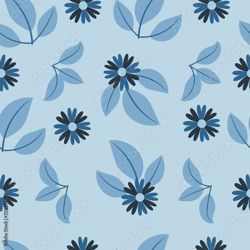 blue flowers seamless pattern