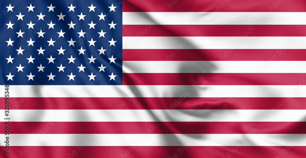 Naklejka premium 3d illustration. American flag waving in the wind detail.