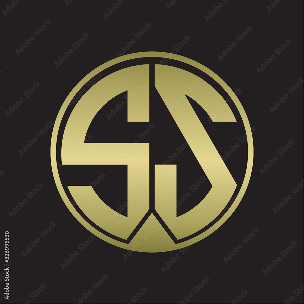 SS Logo monogram circle with piece ribbon style on gold colors SS Logo monogram circle with piece ribbon style on gold colors