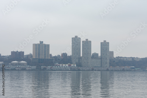 Skyline of West New York and Guttenberg New Jersey on a Foggy Day along the Hudson River © James