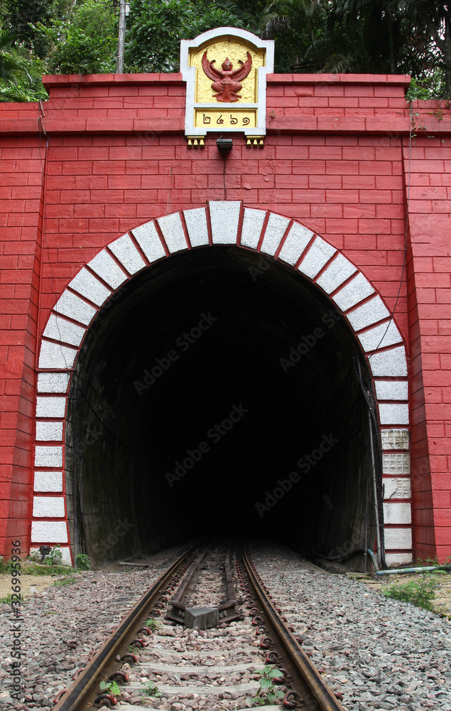 KHUNTAN TUNNEL Thailand's longest railway tunnel at KHUNTAN STATION, Northern Thailand. Stock
