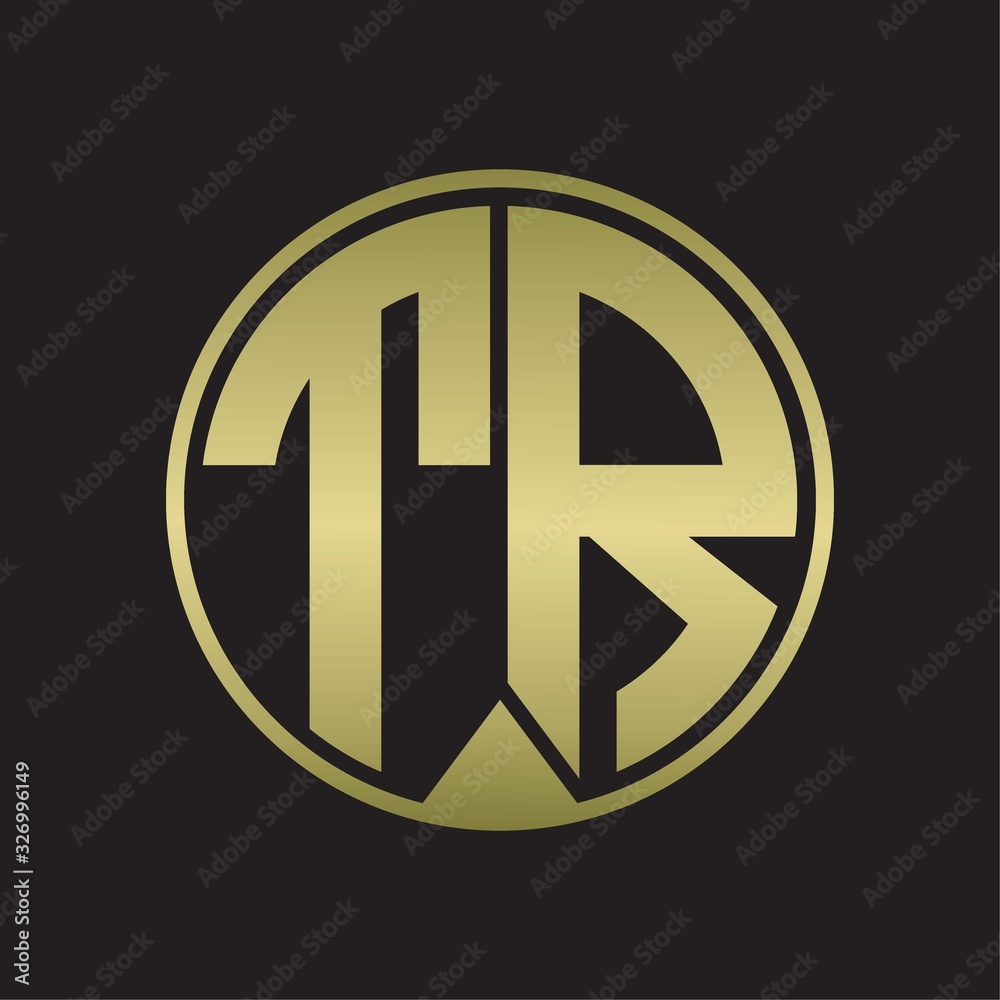 TR Logo monogram circle with piece ribbon style on gold colors TR Logo monogram circle with piece ribbon style on gold colors