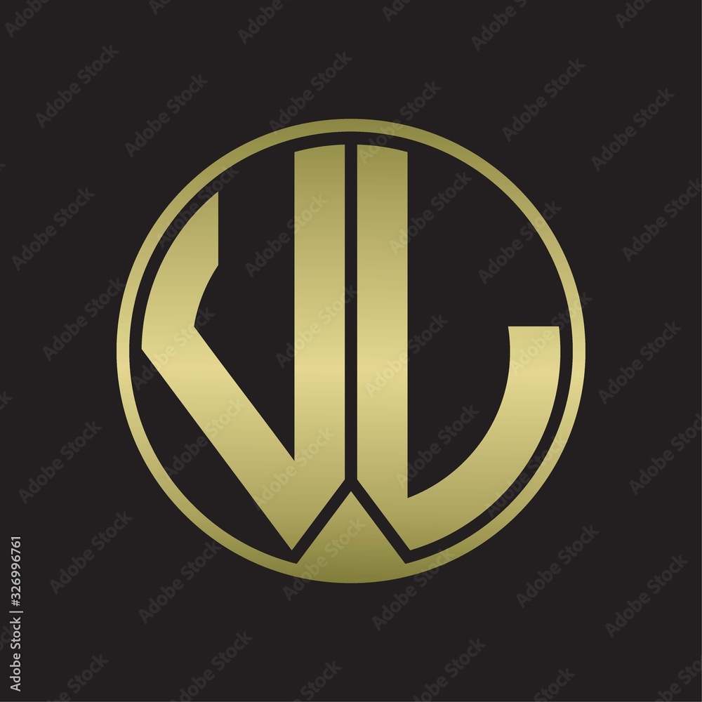 VL Logo monogram circle with piece ribbon style on gold colors