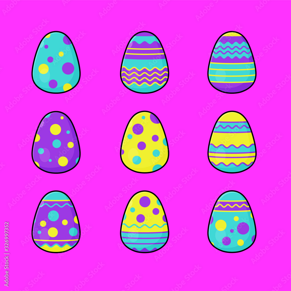 group of vector egg easter with blue, yellow, purple color group of vector egg easter with blue, yellow, purple color