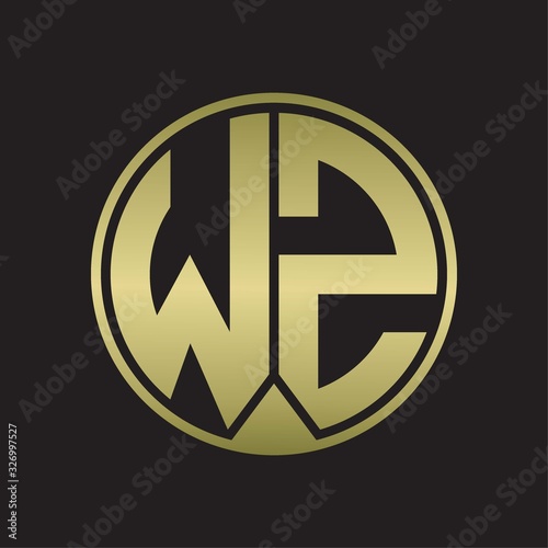 WZ Logo monogram circle with piece ribbon style on gold colors