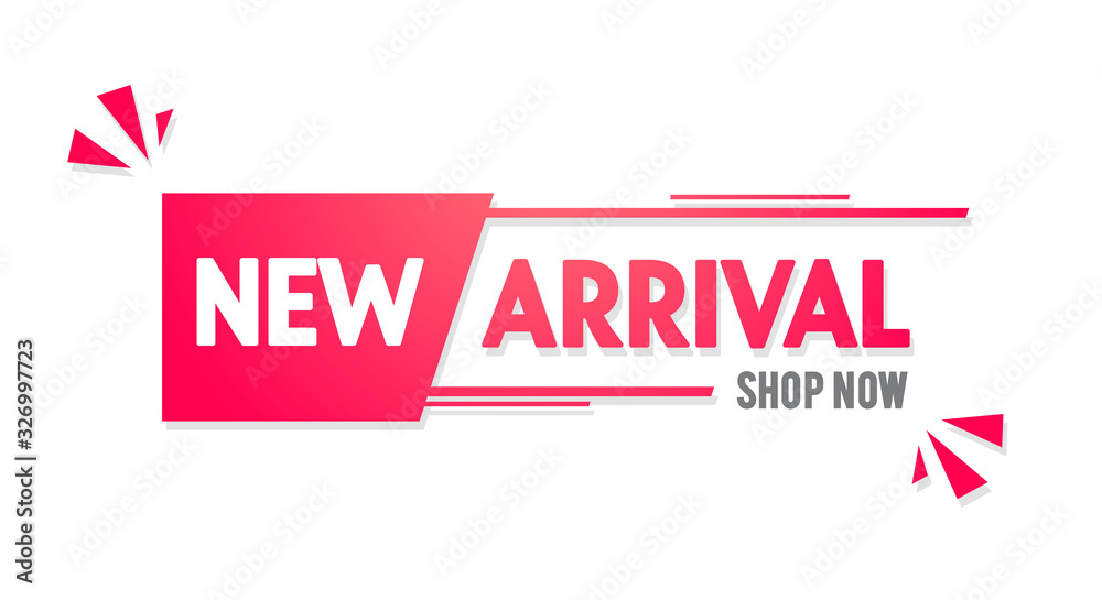 Vector Illustration New Arrival Label. Modern Web Banner With Text Shop Now