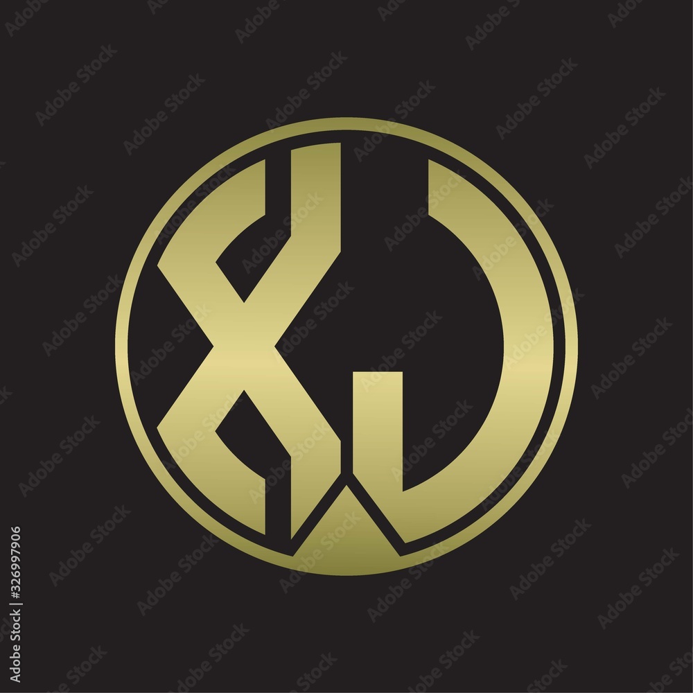 XJ Logo monogram circle with piece ribbon style on gold colors XJ Logo monogram circle with piece ribbon style on gold colors